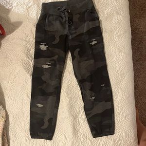 Aerie Camouflage Distressed Joggers